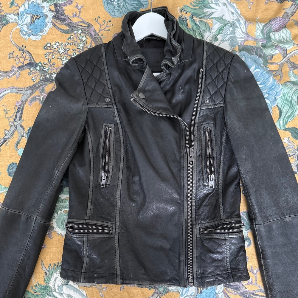 AllSaints Women's Cargo Leather Biker Jacket